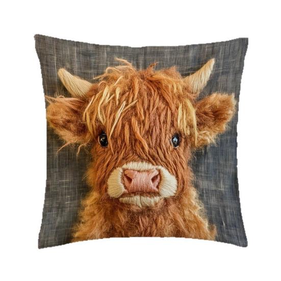 Highland Cow Pillow Cover Cute Cow Pattern Pillowcase with Hidden Zipper Home Decor Throw Pillow Case for Farmhouse Living Room Bedroom Sofa