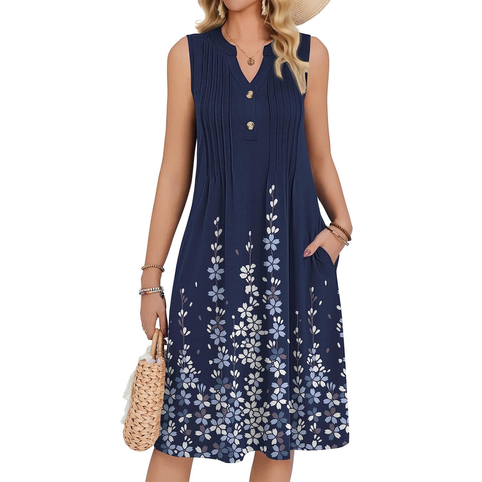 Women s Fashionable Casual Dress XL синий