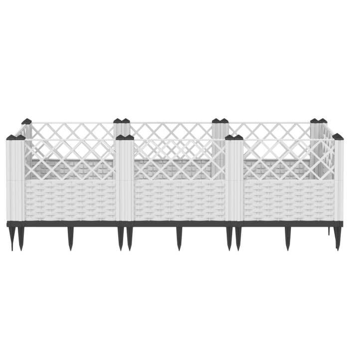 VidaXL Jardinière avec piquets blanc 123,5x43,5x43,5 cm PP, bac à fleurs, support de jardinière, support de fleurs, bac à 368020