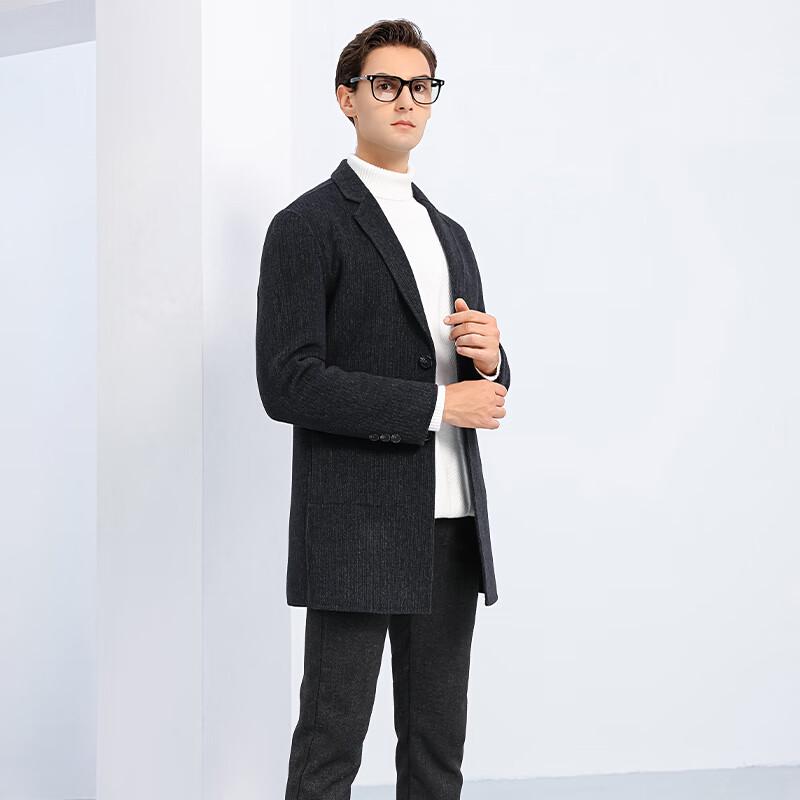 SNOWFLYING Men's Wool Blend Mid-Length Double-Faced Overcoat