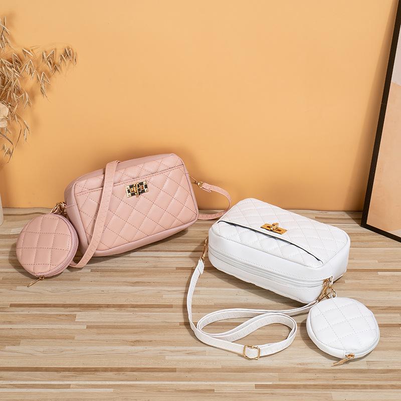 Xiaoxiang Style Bag Two Piece Set New Diamond Crossbody Bag Women's Storage Bag Simple Large Capacity Makeup Bag