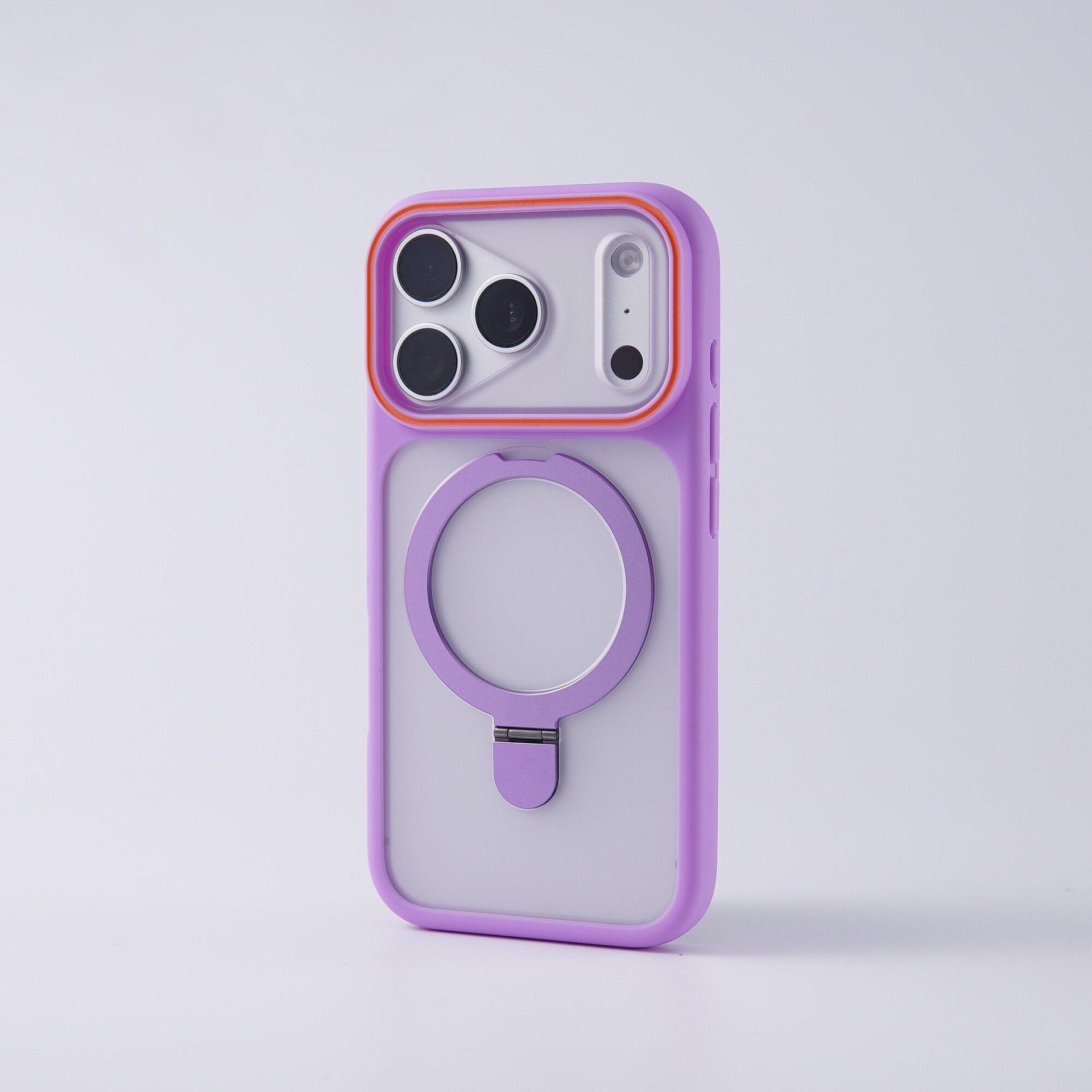 

Phantom Magnetic Bracket Skin-Feel Semi-Transparent Phone Case for iPhone 17 PRO MAX, 16, and 15. 17 PROMAX