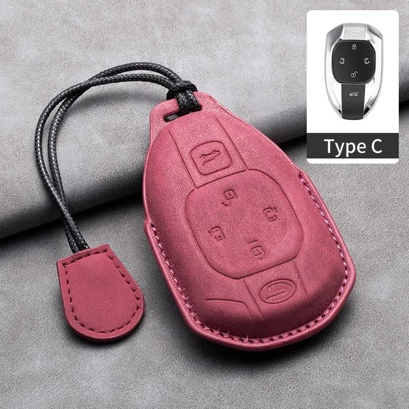 Leather Car Remote Key Case Cover for GAC Trumpchi GS4 GM8 GA3 GA6 SGS7 GA4 GS5 GS3 Legend GS8 Keychain Accessories