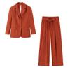 Womens Corduroy Blazer Pants Set Office Commute Style Elegant Loose Fit Long Sleeve Fall Season