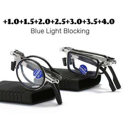 Unisex New Folding Reading Glasses Men Women Round Anti-blue Presbyopia Eyeglasses Vintage Square Glasses with Case +1.0+4.0