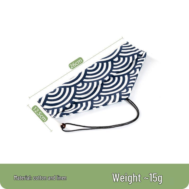 Japanese Portable Lunch Set: Cloth Bag with Wooden Spoon, Fork, and Chopsticks