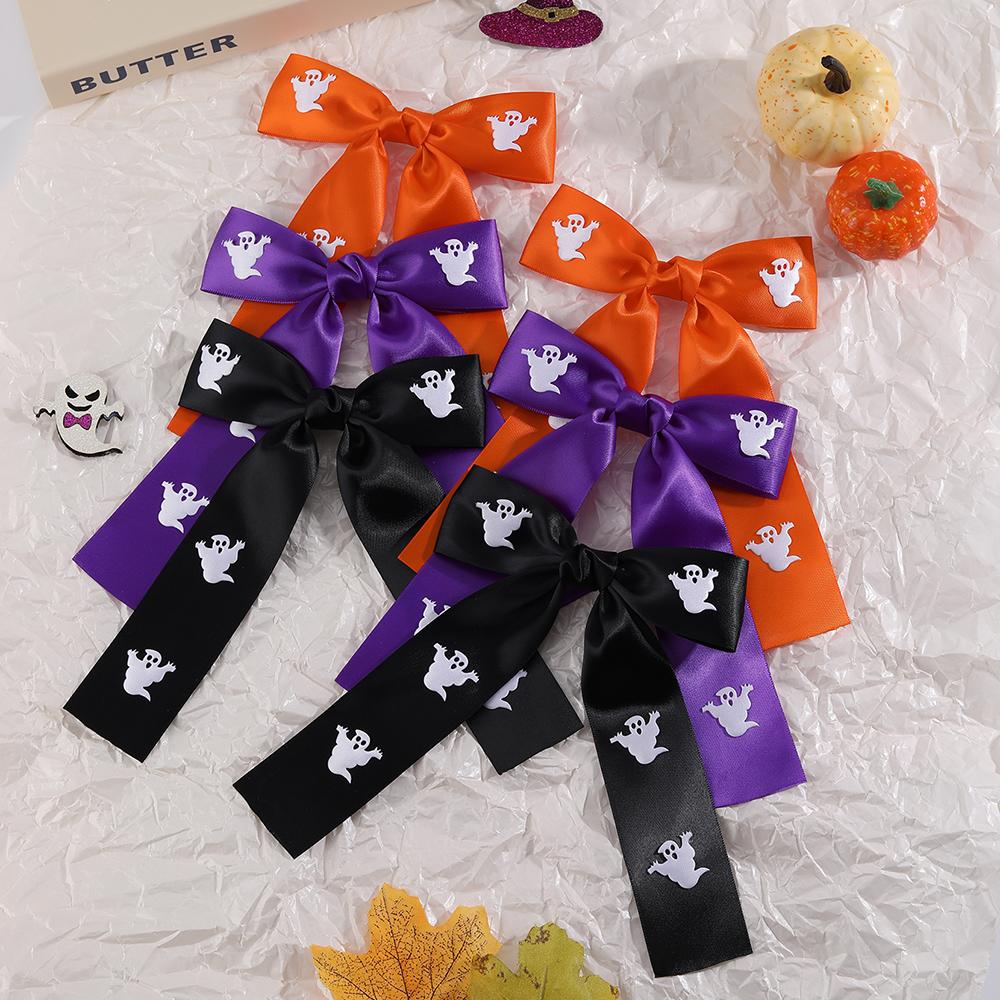 2Pcs Halloween Ghost Bow Hair Clips Cartoon Ghost Hairpins Spooky Bownot Barrette For Girls Children Gothic Headwear Accessories