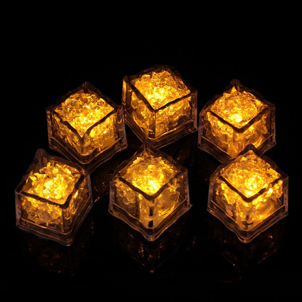 LED Ice Cubes Shape Glowing in Water Light Party Ball Luminous Flash Light Wedding Festival Bar Wine Glass Decoration 12PCS