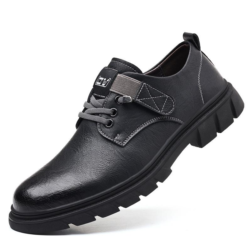 Men's Shoes Retro Men's Business Leather Shoes Slip-on Thick Bottom Work Shoes Trendy Casual Shoes Men's