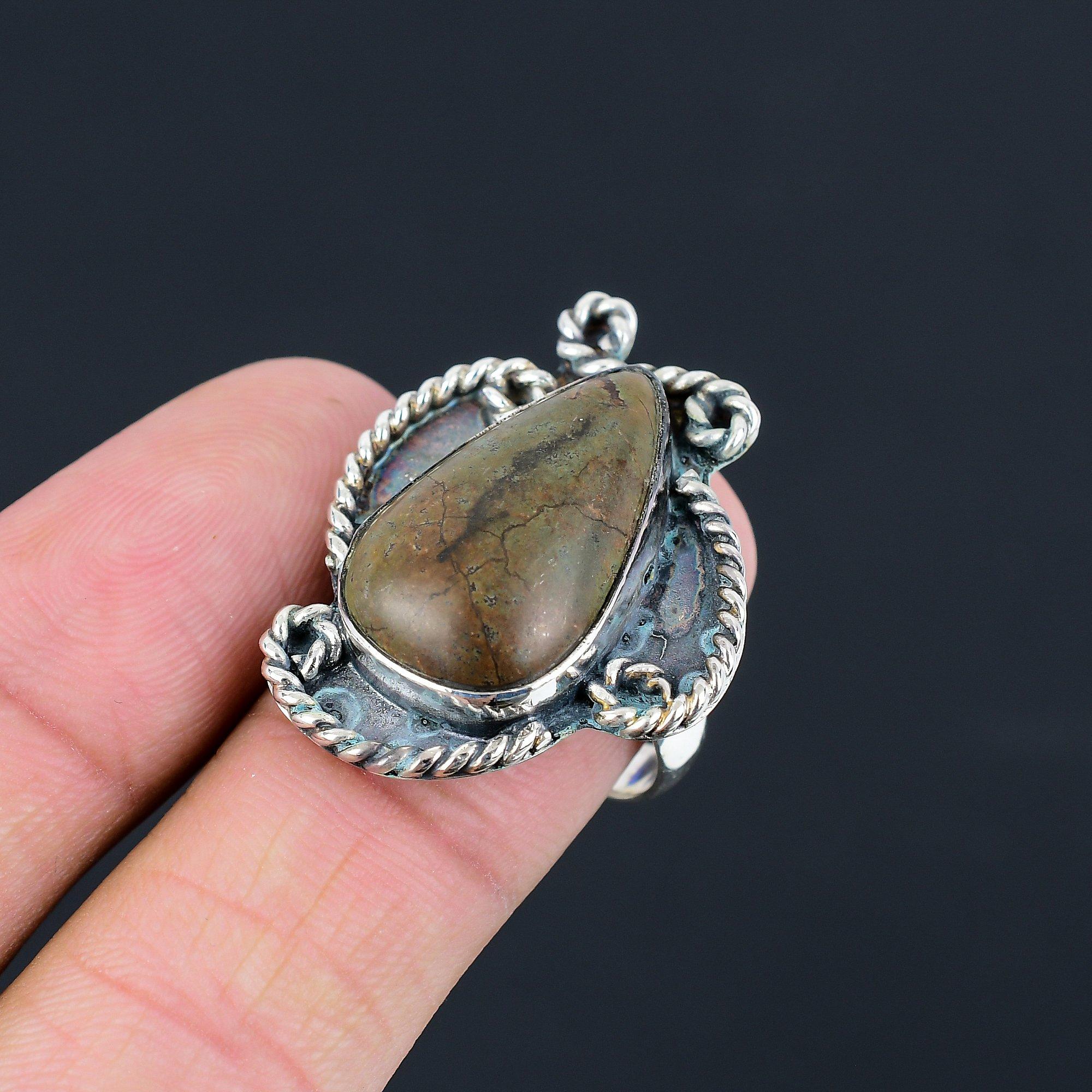 925 Sterling Silver Natural Tibetan Turquoise Promise Handcrafted Handmade Ring 9