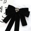 Vintage Velvets Bows Tie Brooch Pin for Women Rhinestones Pearls Uniform Pre Tied Bowknot Corsage Necktie Accessories