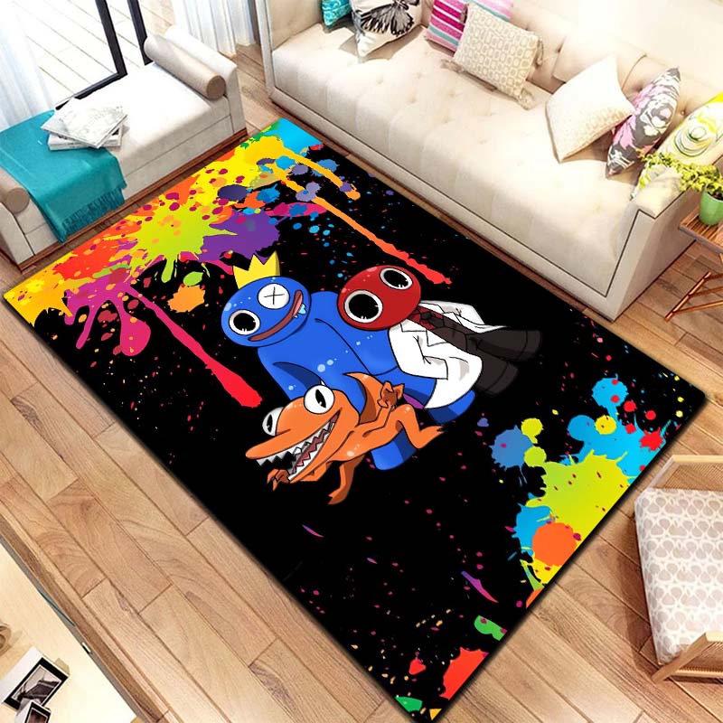 R Rainbows Friends Spielcharakter Druck Teppich rutschfest weich Boden Teppich Spielzimmer Schlafzimmer Geschenk Innen Wohnkultur
