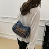 Vintage Denim Embroidered Tote Bag Women's Large Capacity Shoulder Handbag