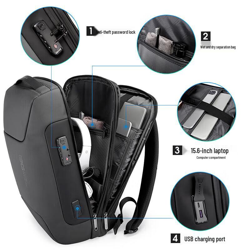 Men's Large Capacity Business & Travel 17-inch Laptop Backpack