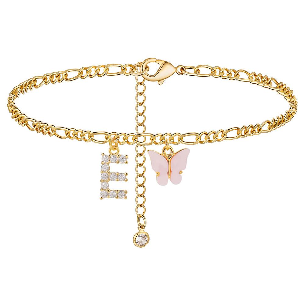 Stainless Steel Initial A-Z Letter Anklets For Women Girl Butterfly Trend Leg Chain Waterproof Jewelry Gift Party
