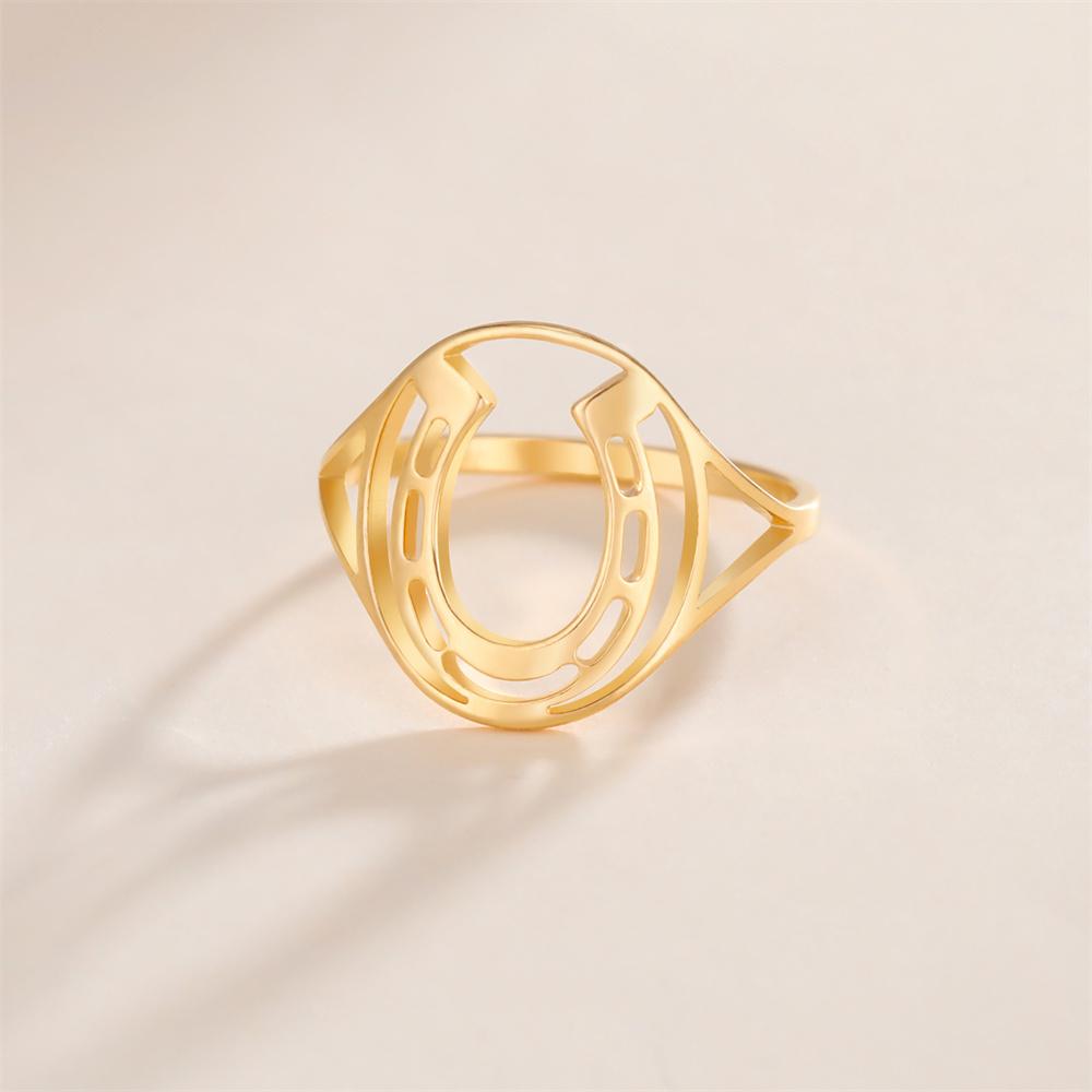 My Shape Horseshoe Rings For Women Girls U-Shaped Horseshoe Finger Rings Stainless Steel Fashion Jewelry Birthday Gifts Lucky