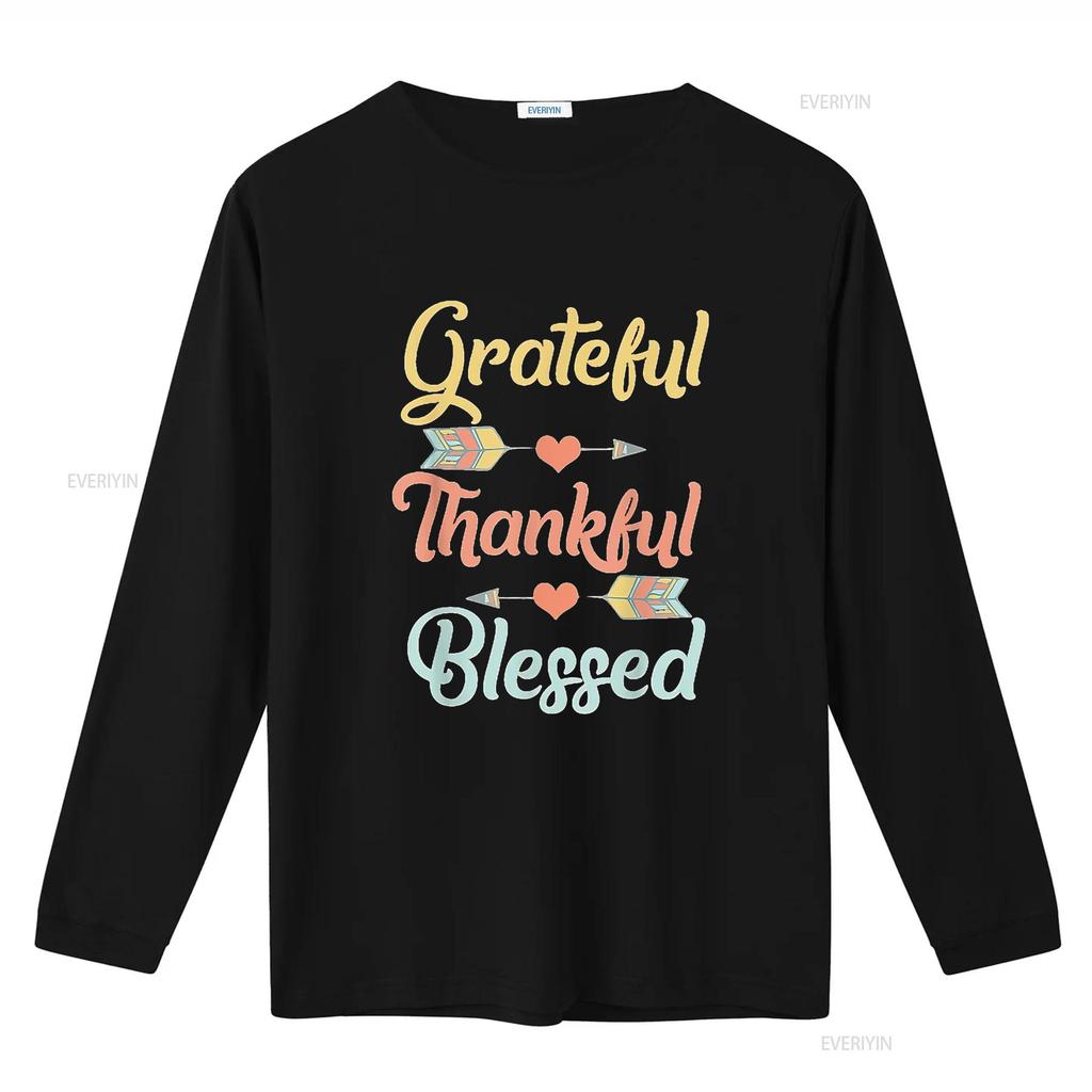 Womens Grateful Thankful Blessed T Shirt Cool Thanksgiving Day Black 2X Large vintage Washed streetwear Comfortable homme