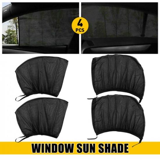 4X Sun Shade Front & Rear Window Screen Cover Sunshade Protector BLACK Car PARTS