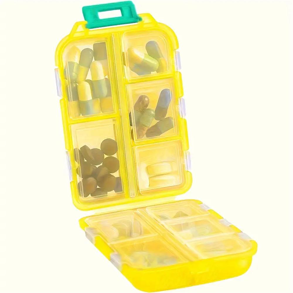 1PC 10-Grids Small Pill Cases Organizer Box Weekly Travel Portable Pocket Medicine Boxes Holder Plastic Container Storage Gadget