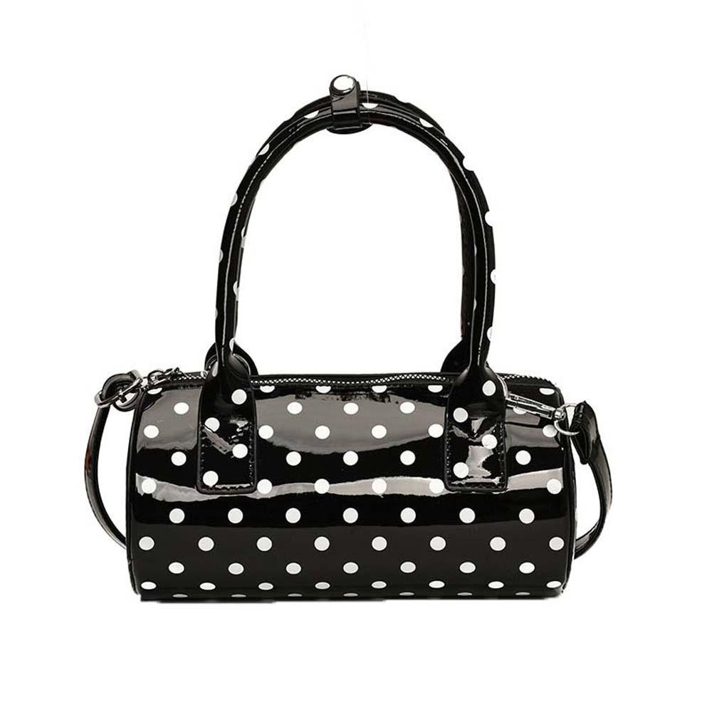 Korean Style Polka Dot Cylindrical Bag Polyester PU Shoulder Bag Spicy Girl Handbag  Party