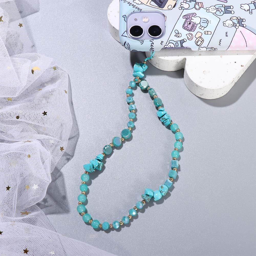 Gravel Pearl Mobile Phone Strap Cell Phone Lanyard Letter Beads Chain Crystal Stone Beads Lanyard