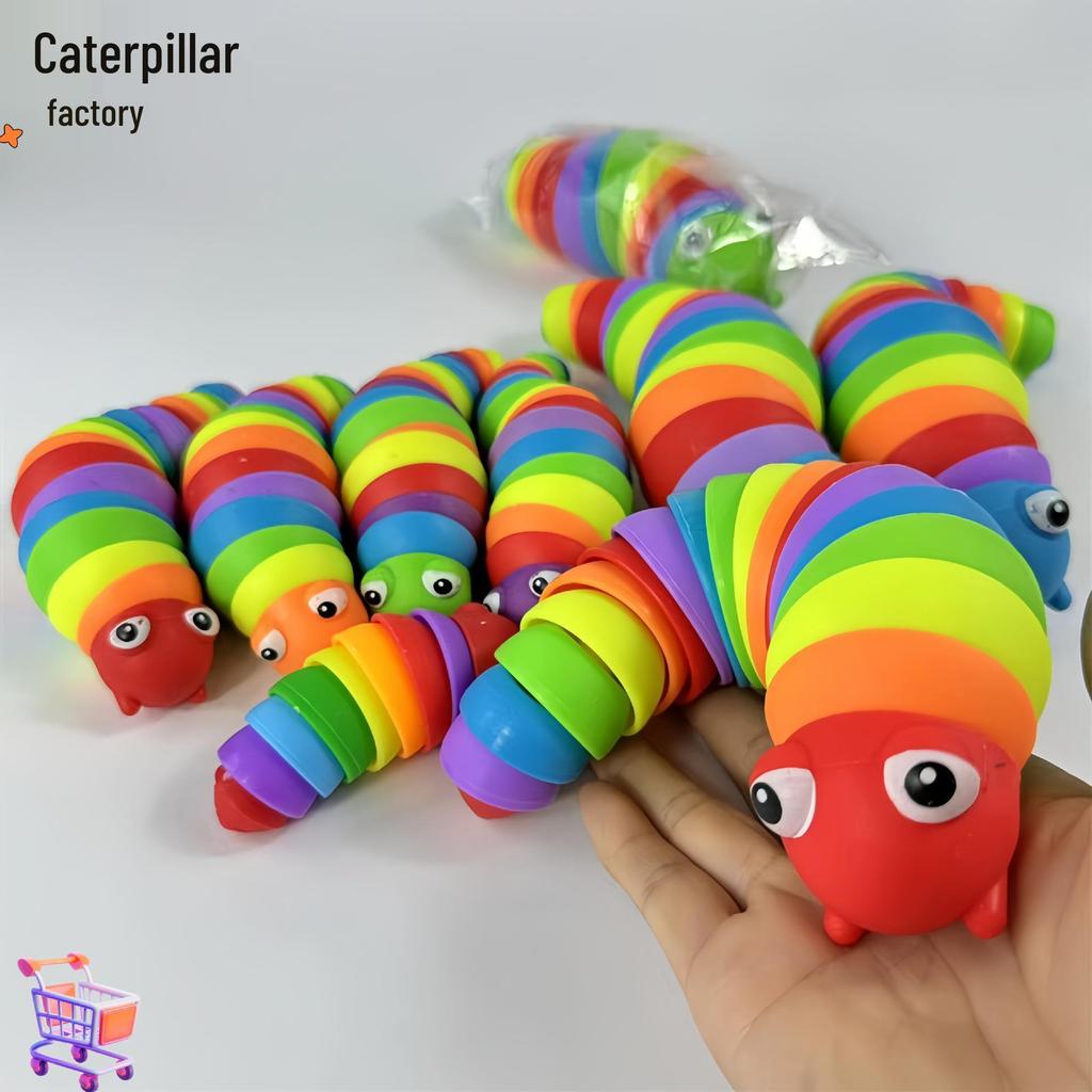 New Douyin-Style Colorful Rainbow Caterpillar Decompression & Educational Toy Slug