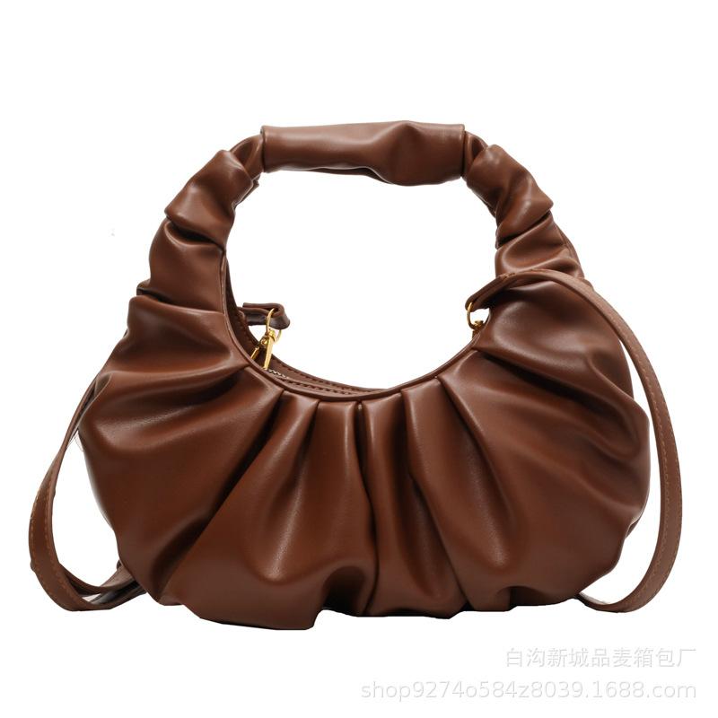 Niche design hand-held pleated small bag women's 2025 new popular retro shoulder messenger bag