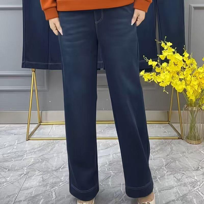 Jeans Eleganti Primavera 2025 Vita Alta Gamba Dritta Modellanti per Donne di Mezza Età
