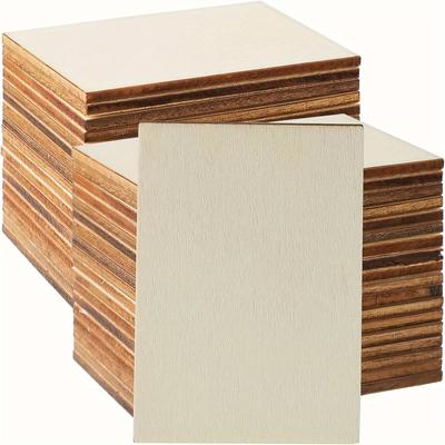 120 stuks Houten Rechthoek Uitsparingen 2x3 Inch Blanco Houten Rechthoeken Plakjes Houten Rechthoek Stukken Houten Uitsparingen Tegels voor DIY Knutselprojecten, Schilderen
