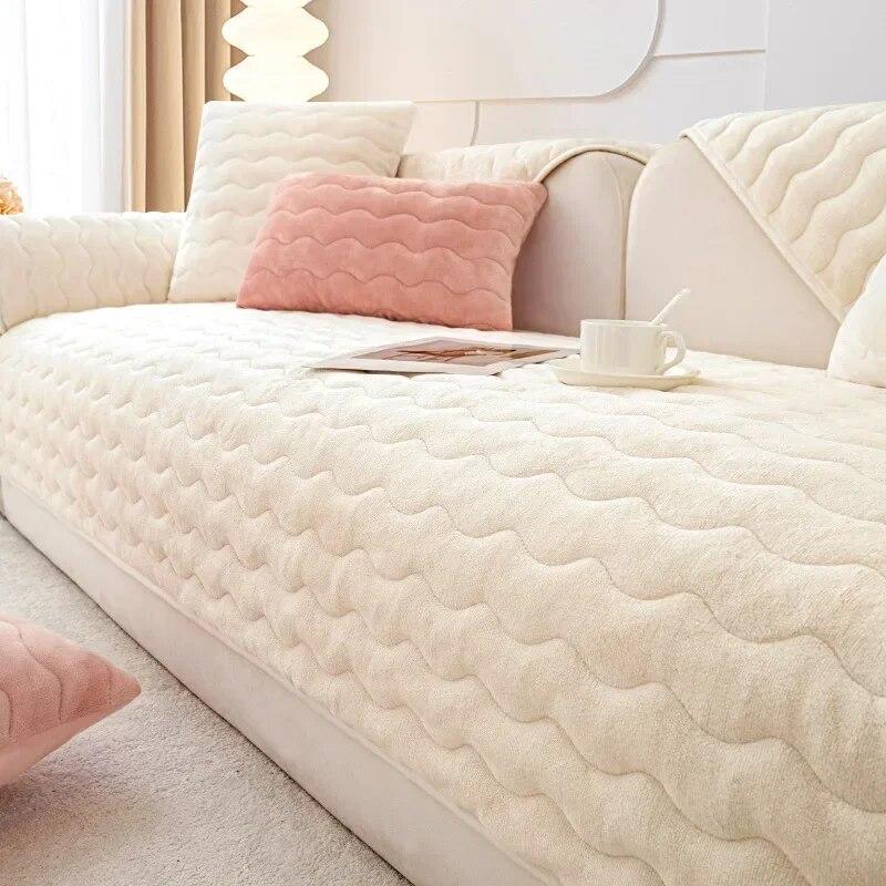 Winter Thicken Sofa Mat Cover Universal Non-slip Sofa Towel Pad Warm Plush L Shape Couch Towel Slipcovers for Living Room