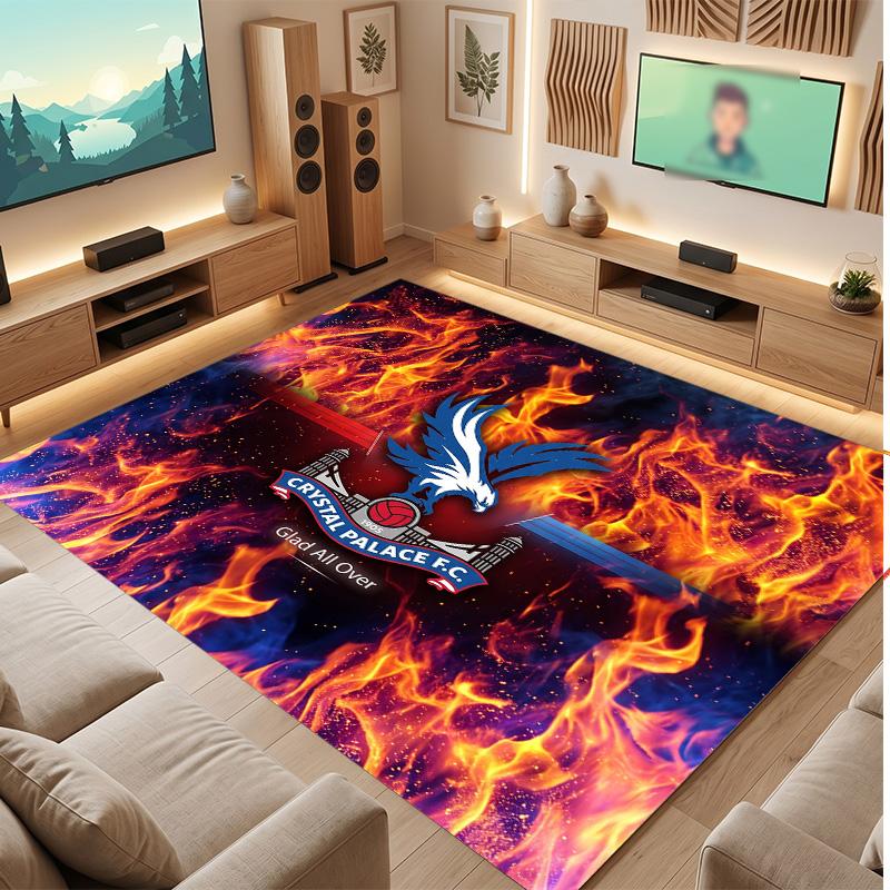Tappeto in Velluto di Cristallo con Stampa del Crystal Palace Football, Comodo Assorbente d'Acqua Antiscivolo Tappeto per Pavimenti Interni
