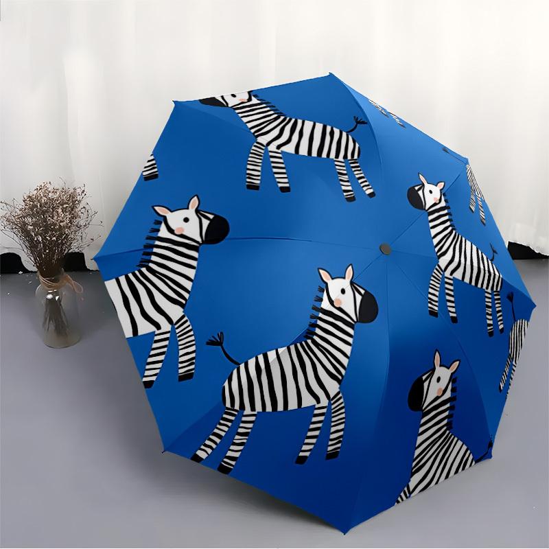 1pc Zebra Pattern Automatic Open/close, All-Season Portable Folding Umbrella, Travel, Everyday, Formal Events - Compact Luxury Parasol, Outdoor Access