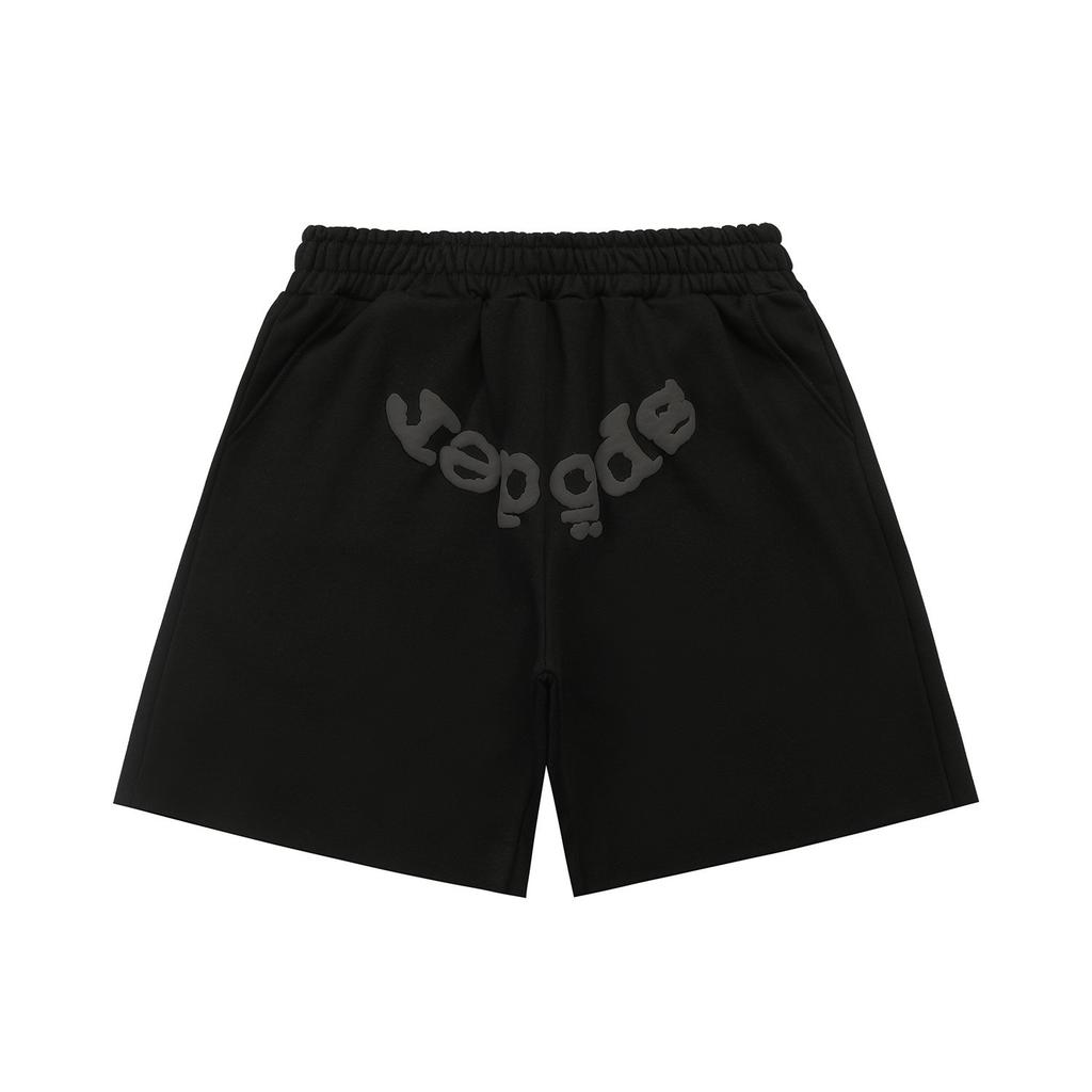 Cross-border European and American trendy brand sp5de spider web letter fake two-piece casual shorts men's and women's high street sports