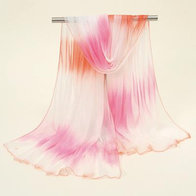 Vier Jahreszeiten Dünner Weicher Chiffon Für Damen Seidiger Farbverlauf Druck Strandtuch Schals Lange Wickeltücher Strand Sonnenschutz Hijab