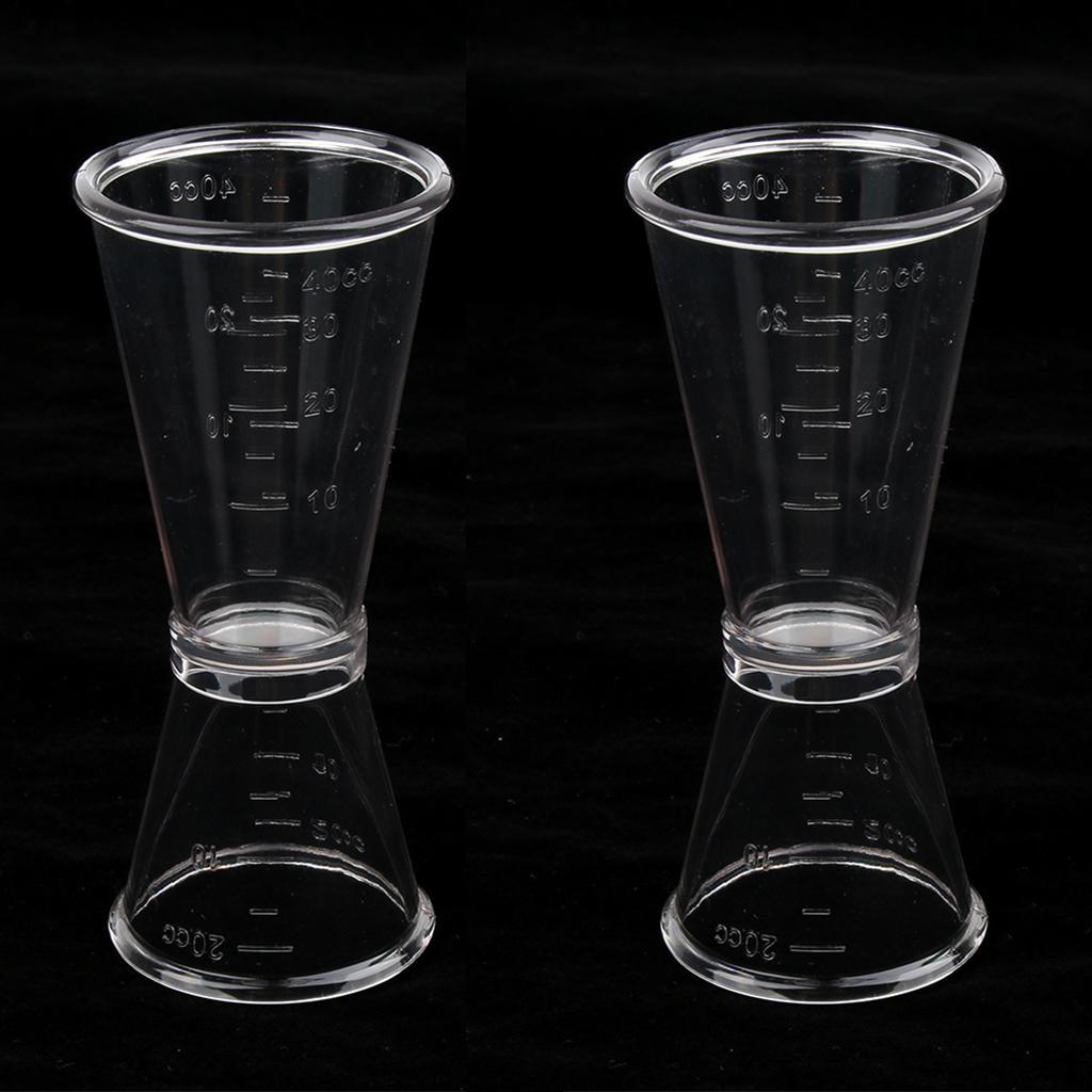 

2 штуки прозрачный пластиковый мерный стакан для коктейлей, легкий и смешивание обеспечивает более быстрое обслуживание,
