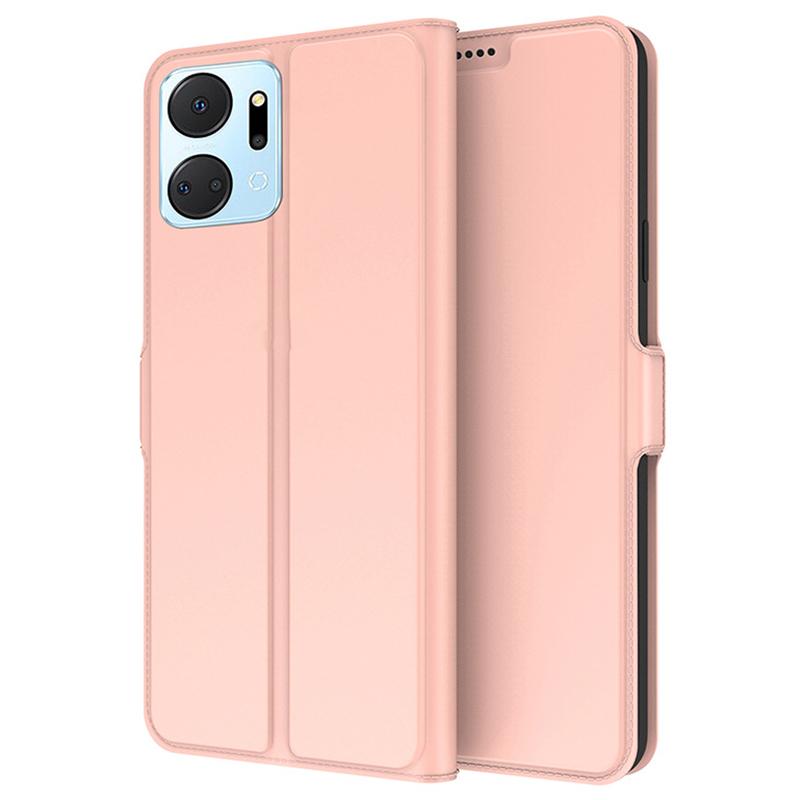

Stand Phone Case for Honor X7a 4G,Card Slot Phone Cover Book Style Anti-Scratch PU Leather Shell Rose Gold