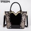 WTEMPO Frauen Mode Handtaschen Stickerei Pu Leder Schulter Tasche Dame Elegante Party Taschen
