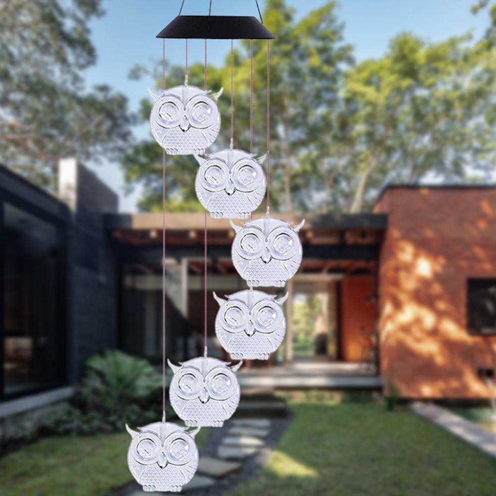 Owl Solar Wind Chime Light Waterproof Color Changing Outdoor Solar Garden Decorative Lights for Mother Day Mom Birthday