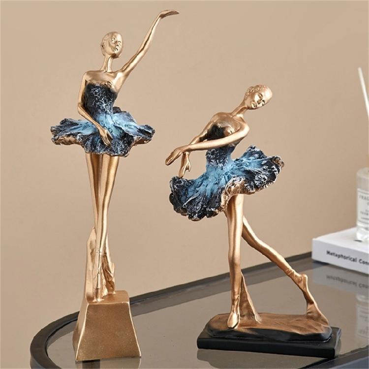 Resin Ballet Dancer Sculpture Girl Figurines Elegant Statues  Decoration for Cabinet Desktop