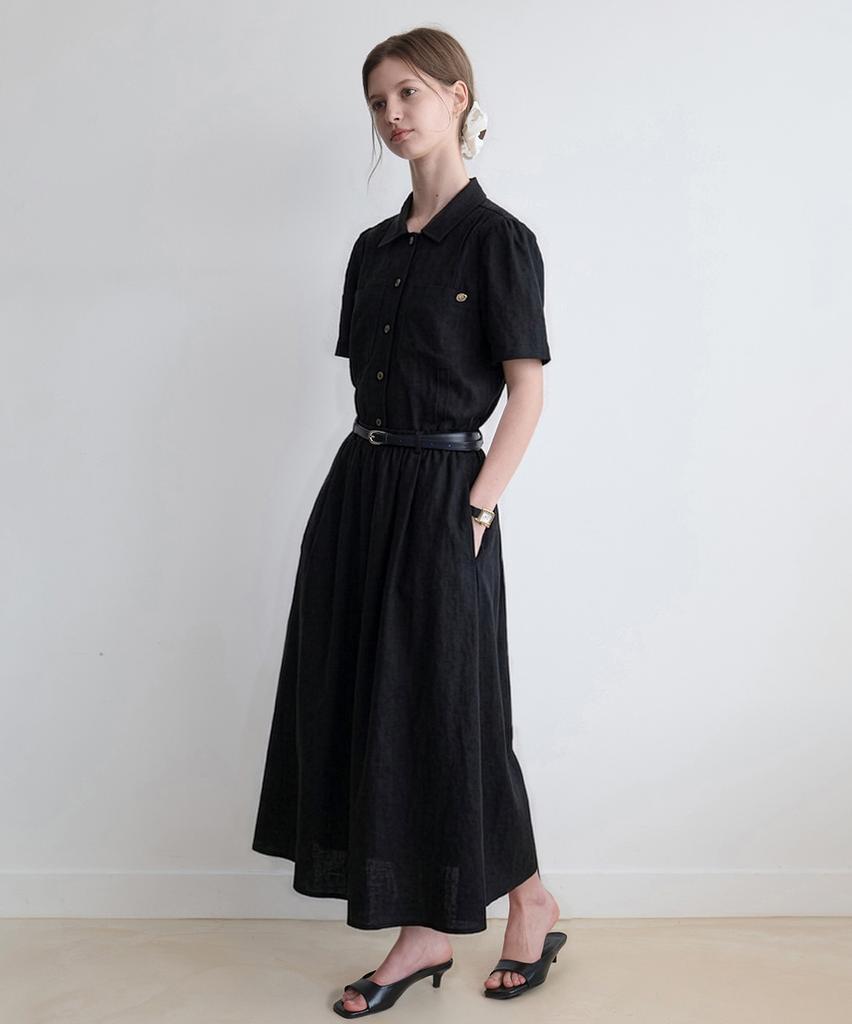 LENAV Esu Linen Collar Dress (Black)
