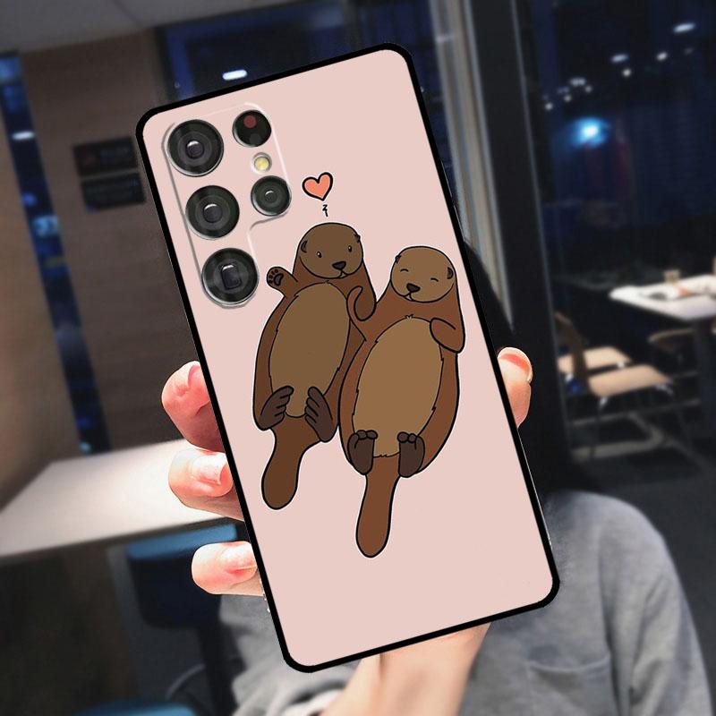 Cute Cartoon Otter Case For Samsung Galaxy S22 S23 Ultra S21 S20 FE S9 S10 Note 10 Plus Note 20 Ultra Cover