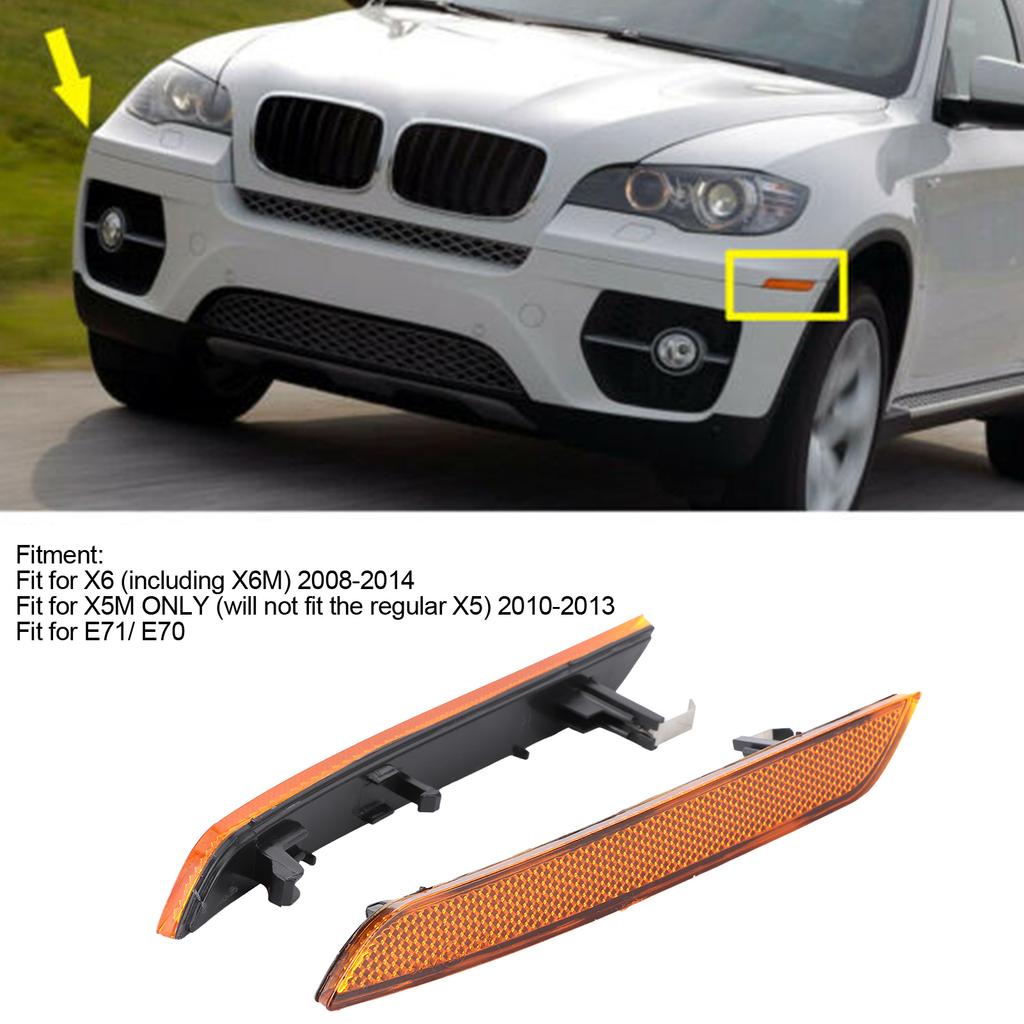 2Pcs Side Marker Light 63147187087 Front Bumper Reflector Lamp for E71CelsiusX6CelsiusE70CelsiusX5M