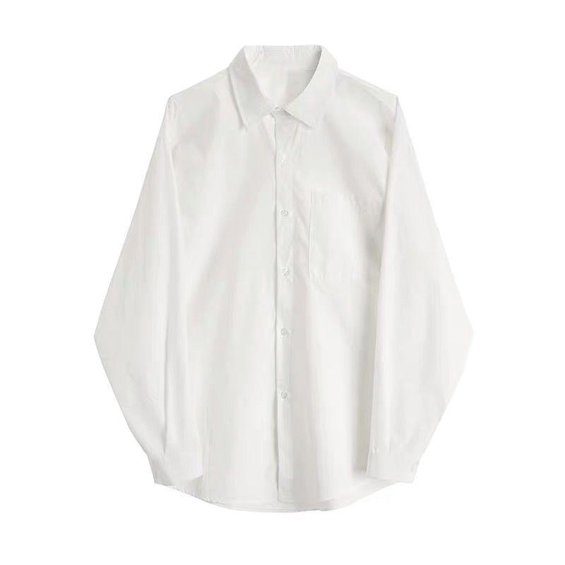 

Осень 2024 Женская белая рубашка с длинным рукавом в колледжском стиле свободного кроя с галстуком-бабочкой JK XL