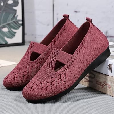 Chaussures pour mères, semelles souples, respirantes, confortables, simples, chaussures en tissu maillé pour femmes, printemps et automne, chaussures en tissu pour femmes d'âge moyen et âgées