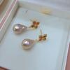 Exquisite Water Droplets, Natural Wrinkles, Champagne Powder, Pearl Earrings, Court Retro Style Versatile Earrings, Silver Needle Earrings, Exquisite