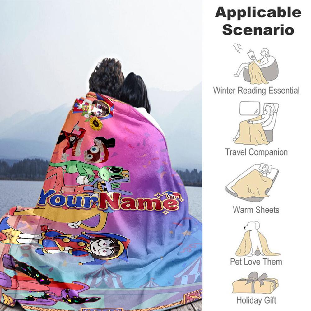 Digital Circus Customize Your Name Blanket Lightweight Customizable Blanket Durable Comfort Great for Livingroom Chair Home Decor Seaside