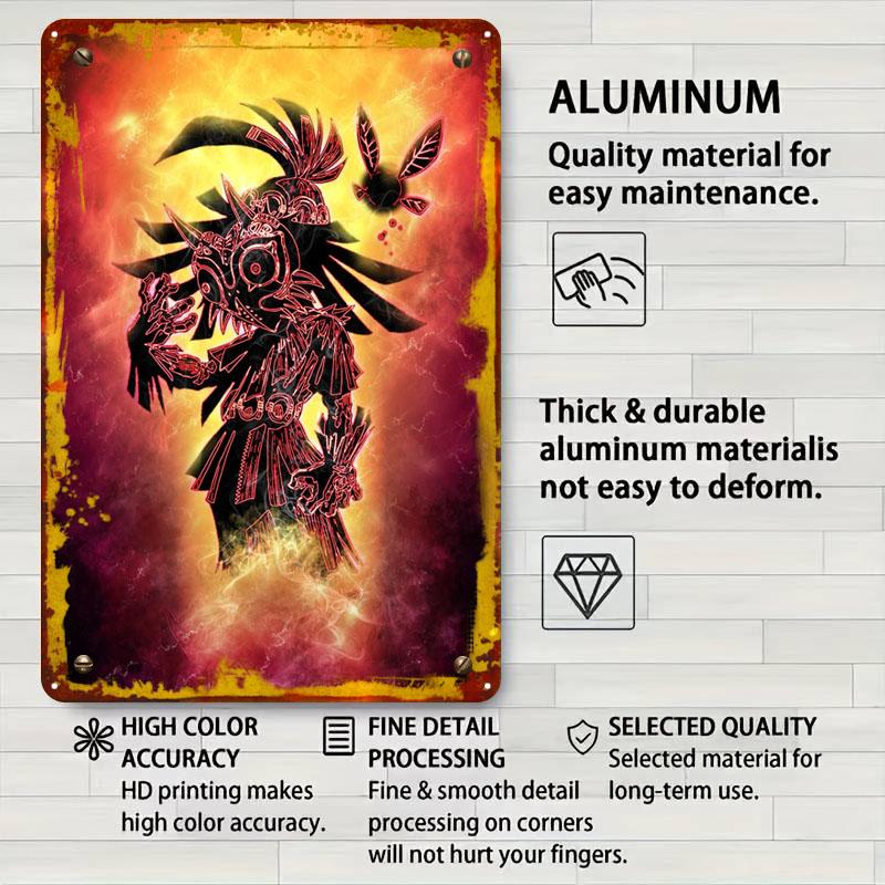 Link Zelda Spiel Gaming Schild Videospiel Poster Wandkunst Wandbild Individuelle Metallschilder für Wanddekoration Zauberstab Deko Heimdeko