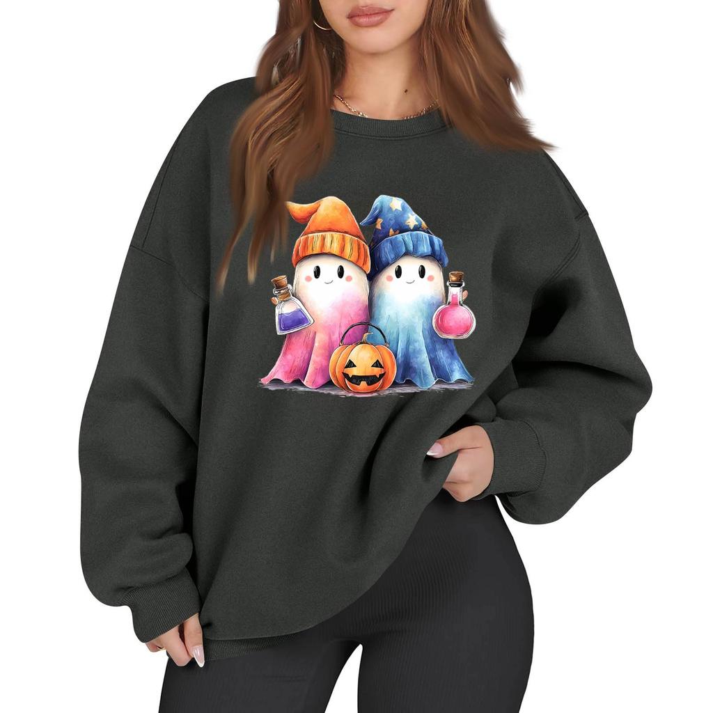 Women's Casual Fashion Long Sleeve Printed Round Neck Sweatshirt Top