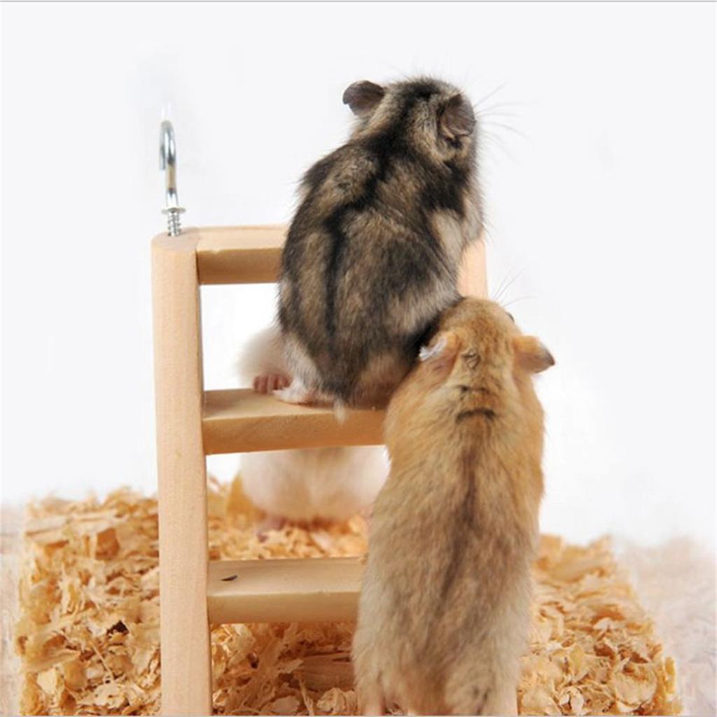 Wood Climbing Ladder with Metal Hooks Wooden Bridge Easy Connection To Wire Cage