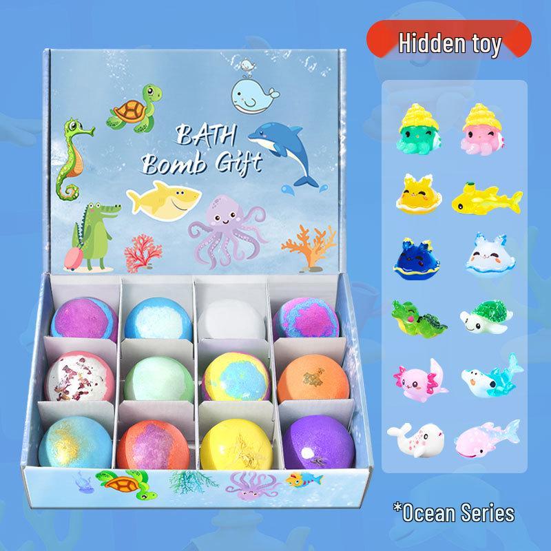 Children's Ocean Bath Bombs with Hidden Toy - Gift Box of Bath Salt Balls